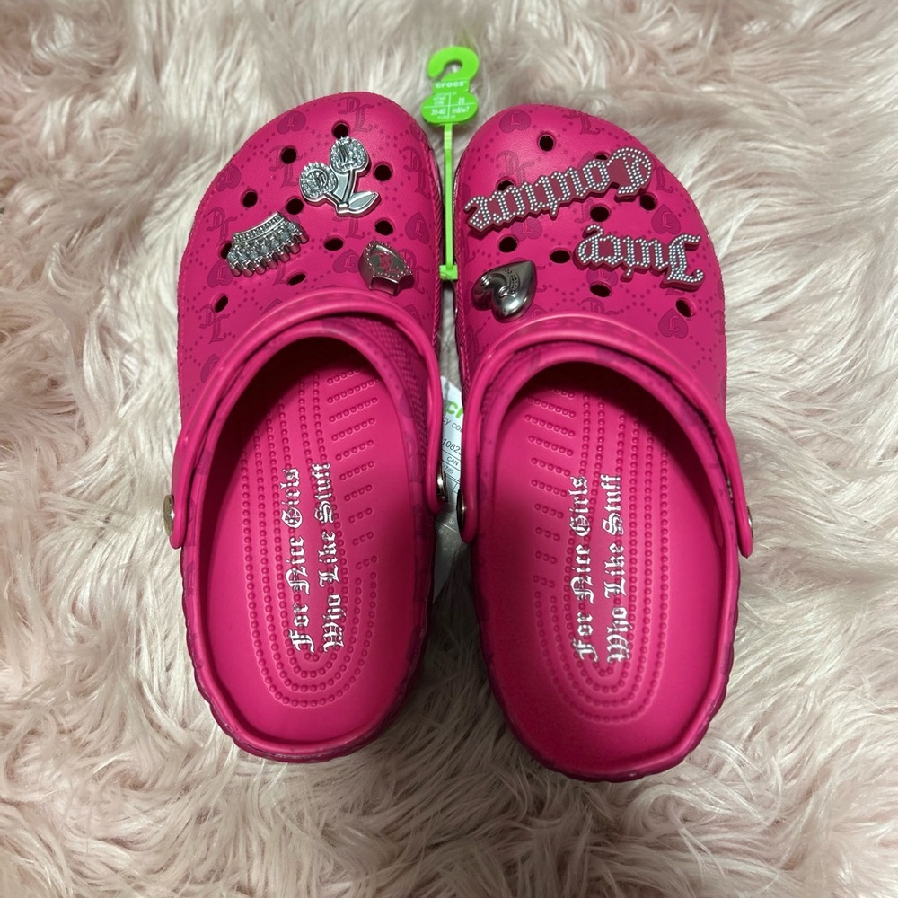 CROCS Pink Sandals with Decorative Charms